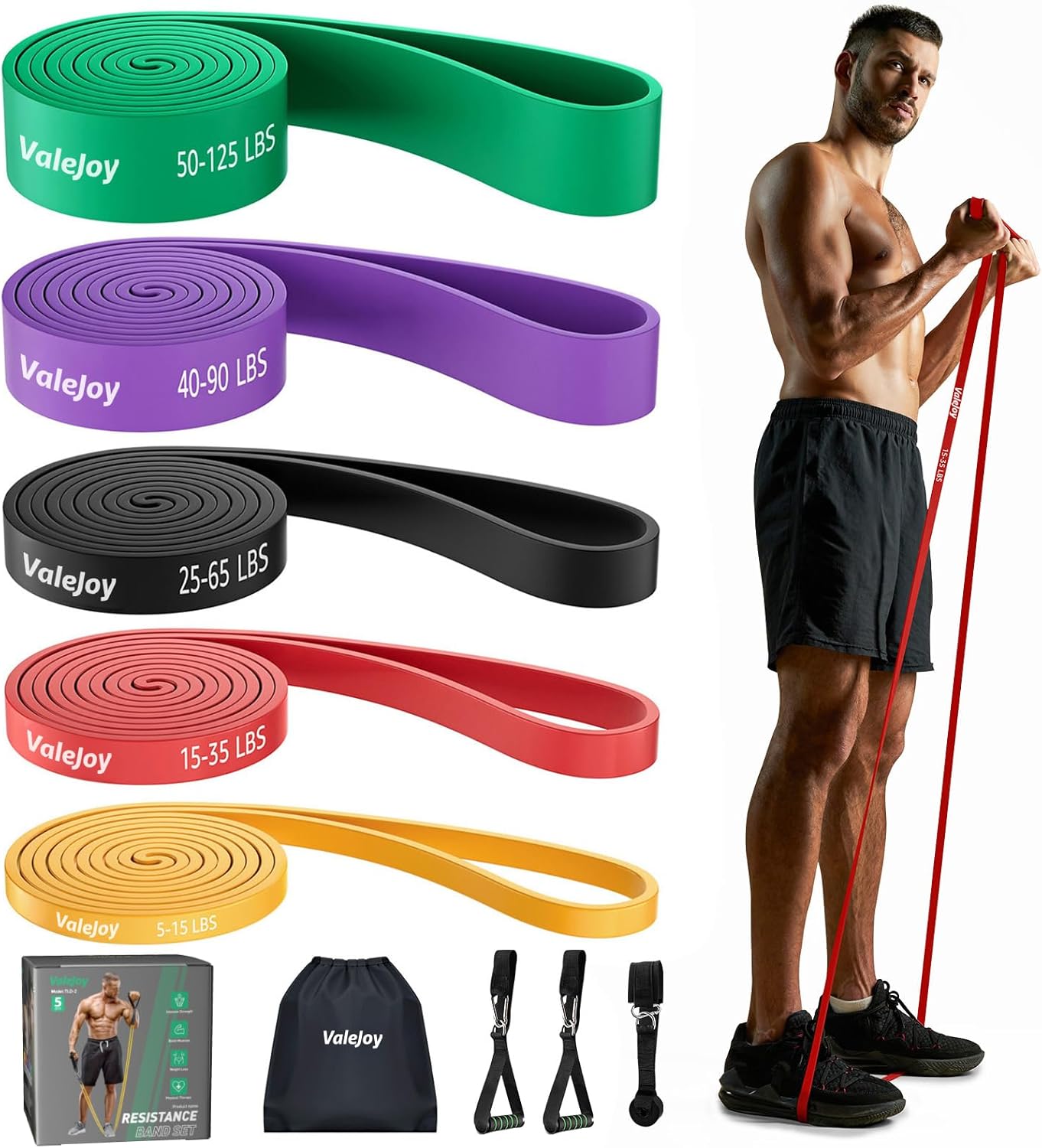 Resistance Bands, ValeJoy Exercise Workout Bands with Door Ancher and Handles, P...