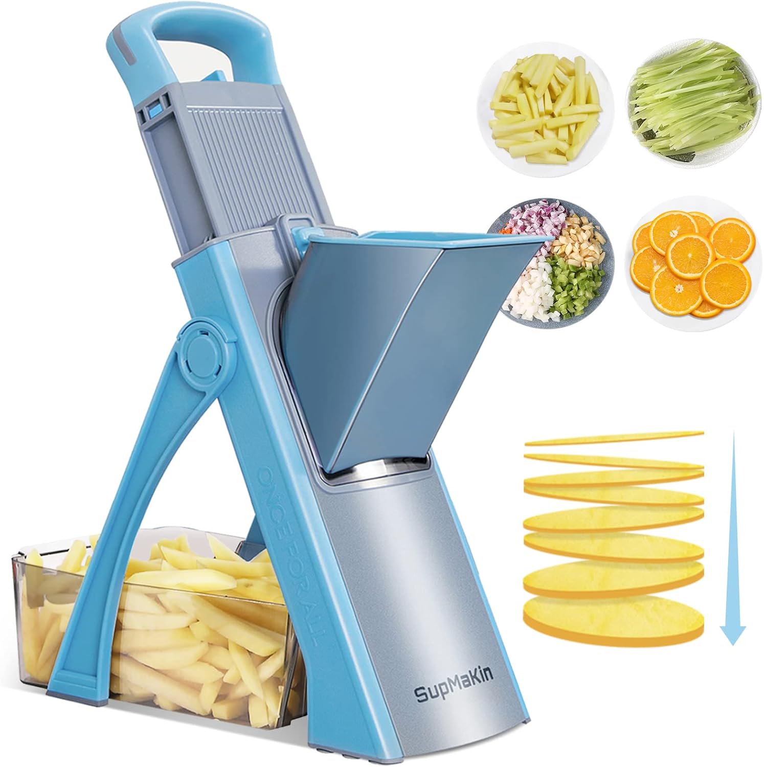 Supmakin Safe Mandoline Vegetable Slicer Adjustable Vegetable Chopper Mandolin M...