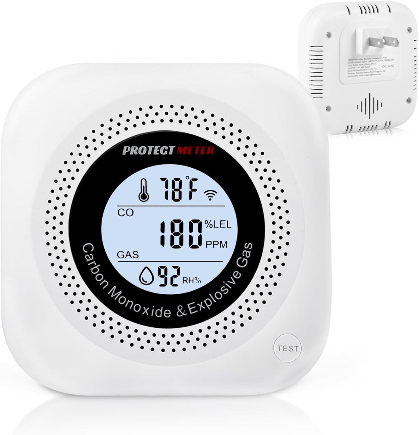 Carbon Monoxide Detectors, 4 in 1 Protectmeter Natural, Propane, Methane Portabl...