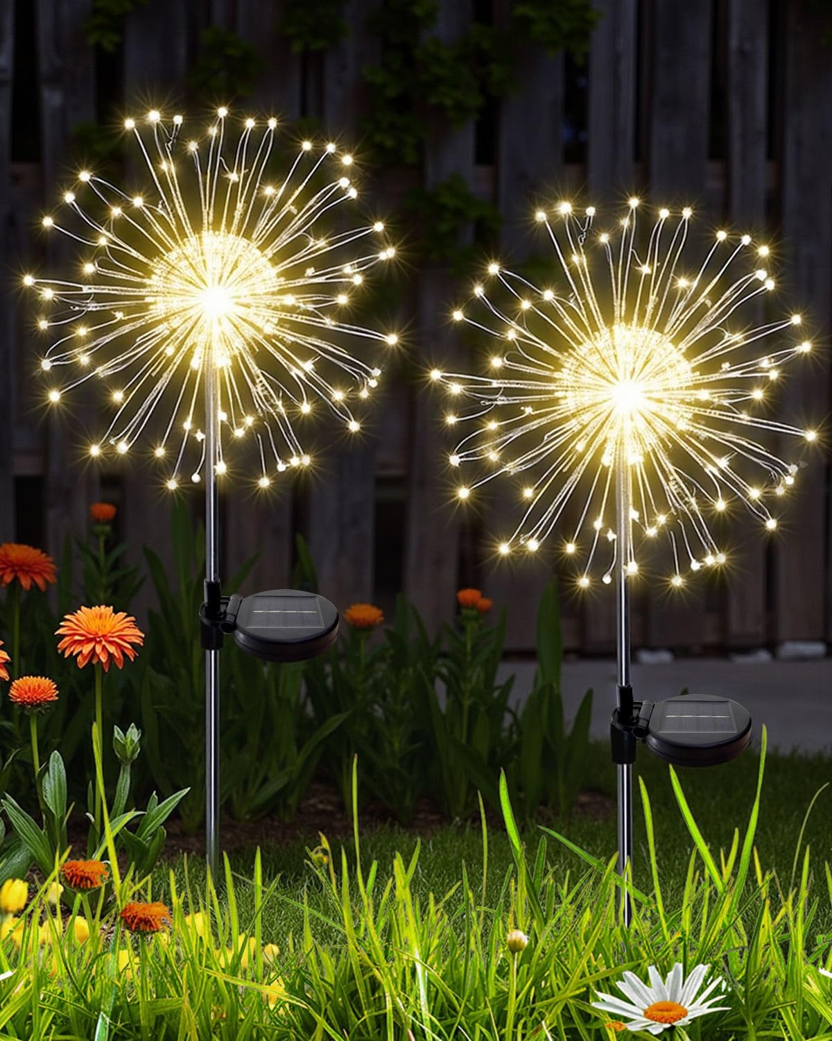 KALAHOL Solar Firework Lights 180 LED 2 Pack, 8 Modes Solar Lights Outdoor Garde...
