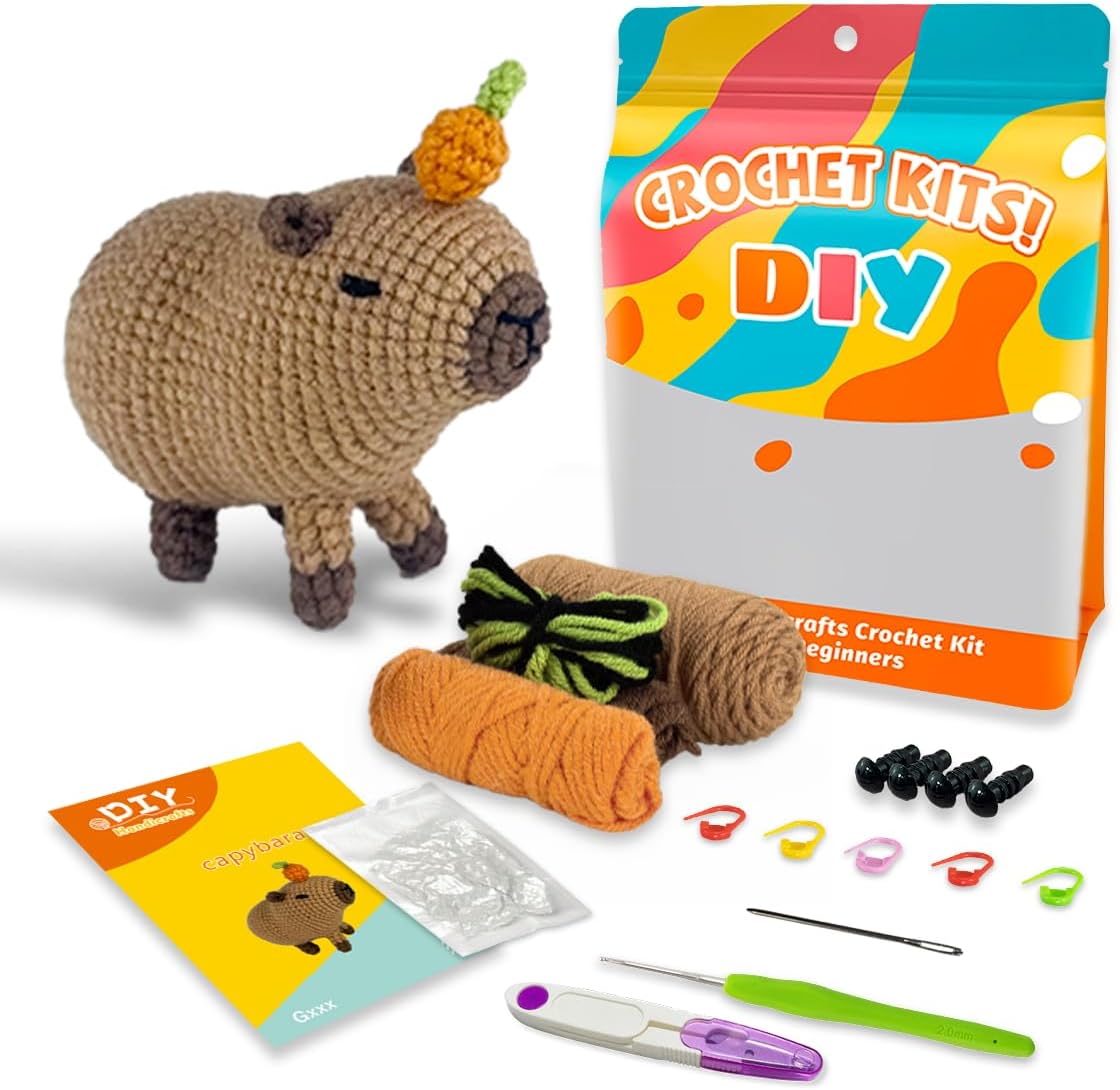 Jeslon Beginners Crochet Starter Kit 1 Set Adorable Capybara Perfect for Novice...