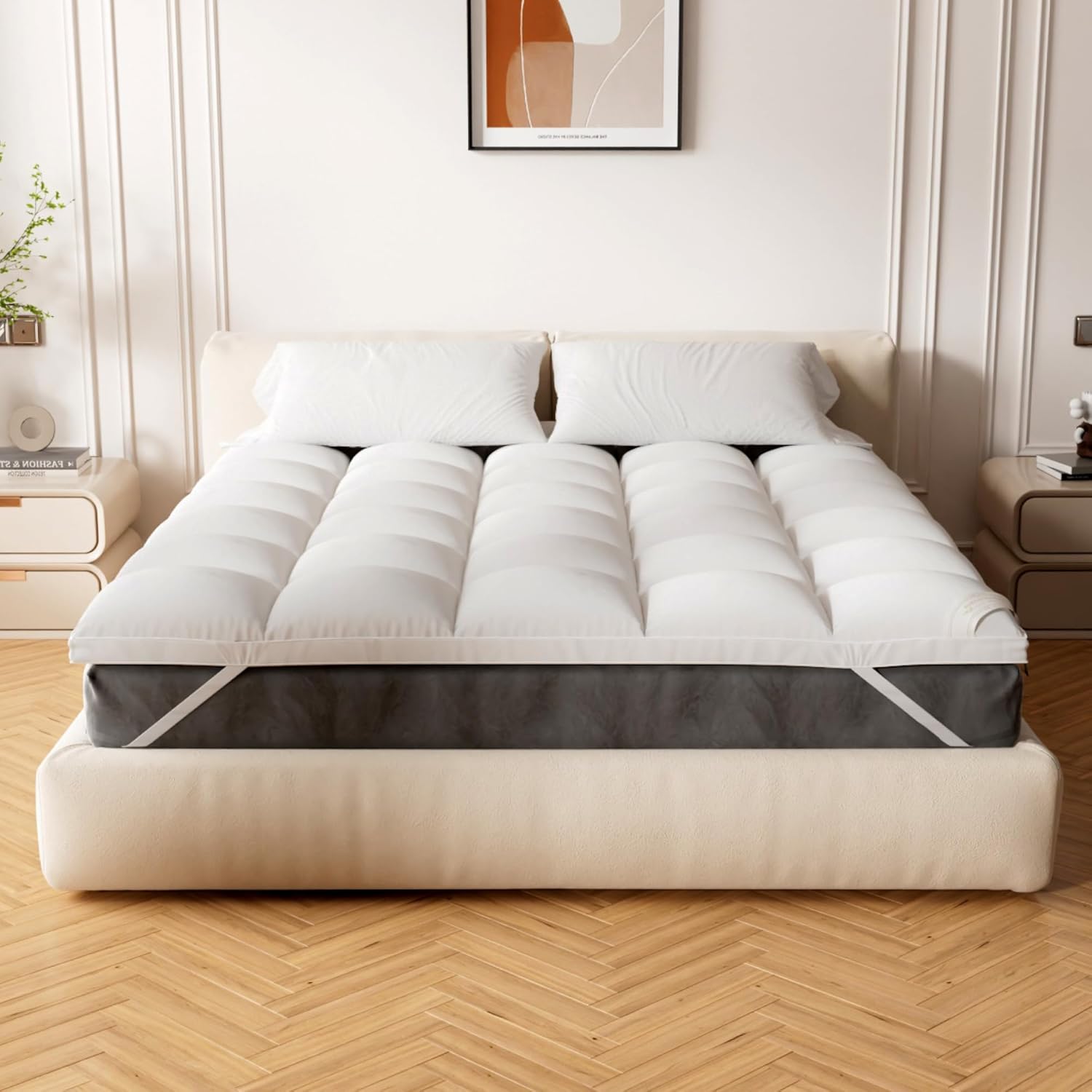 Extra Thick Fitted Mattress Topper - Queen Size | Soft & Cooling Pillow Top Matt...