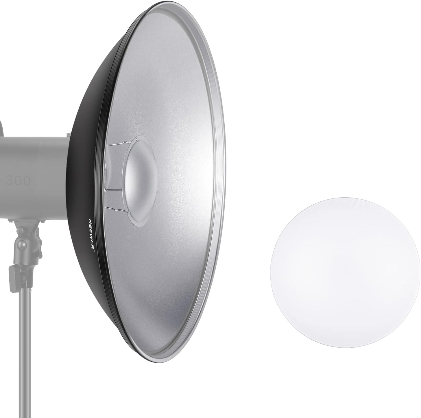 NEEWER 16"/41cm Aluminum Standard Reflector Beauty Dish with White Diffuser Sock...