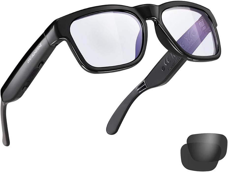 OhO Bluetooth Glasses,Voice Control and Open Ear Style Smart Glasses to Listen M...
