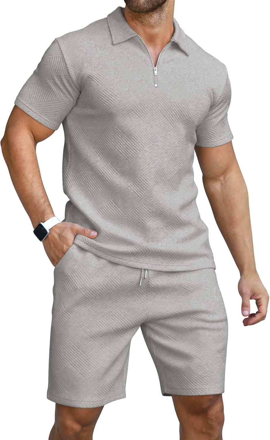 KUYIGO Men's Polo Shirt and Shorts Set Summer Outfits Fashion Casual Short Sleev...