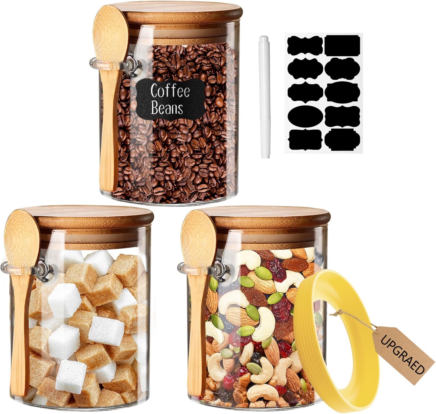 Glass Jars with Airtight Lid and Spoon,Glass Food Storage Jars Containers,Overni...