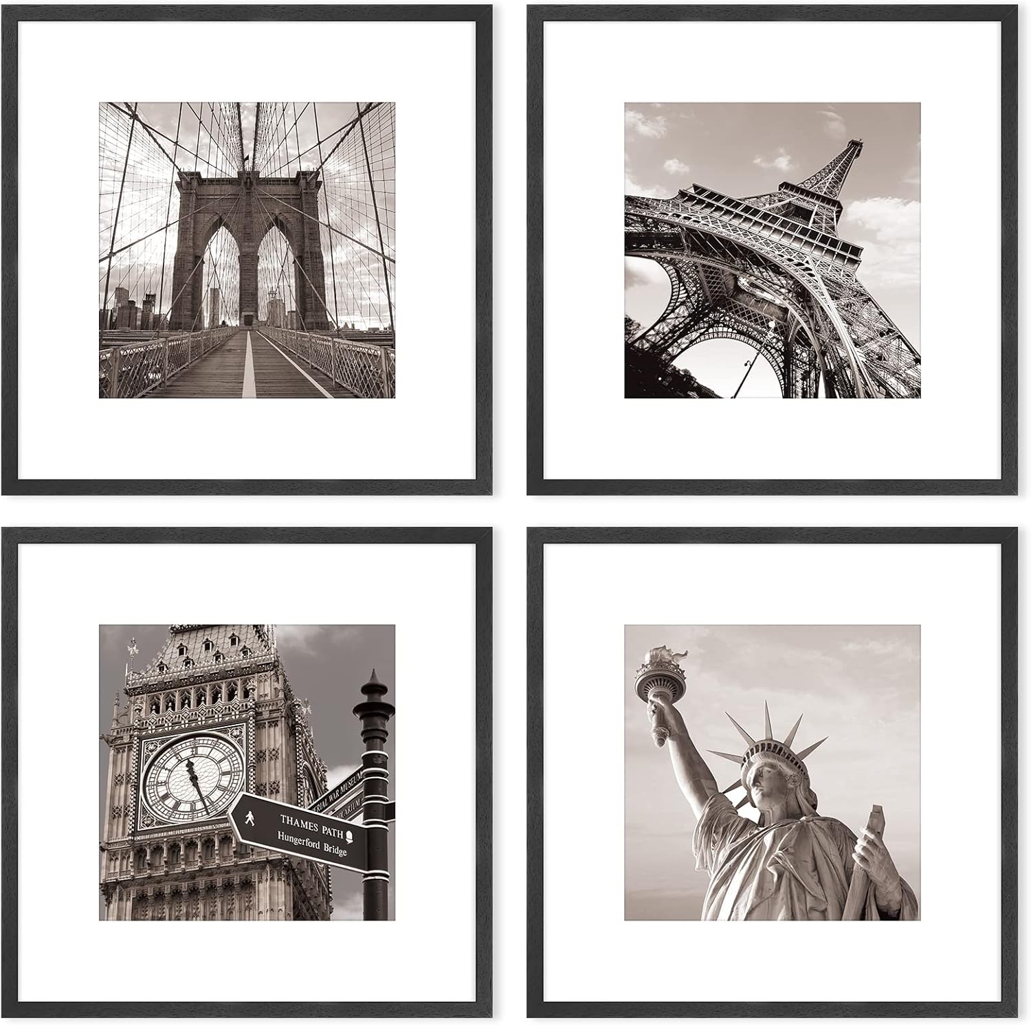 Black Wood Square Picture Photo Frame,Compatible with 30x30cm without mat and 20...