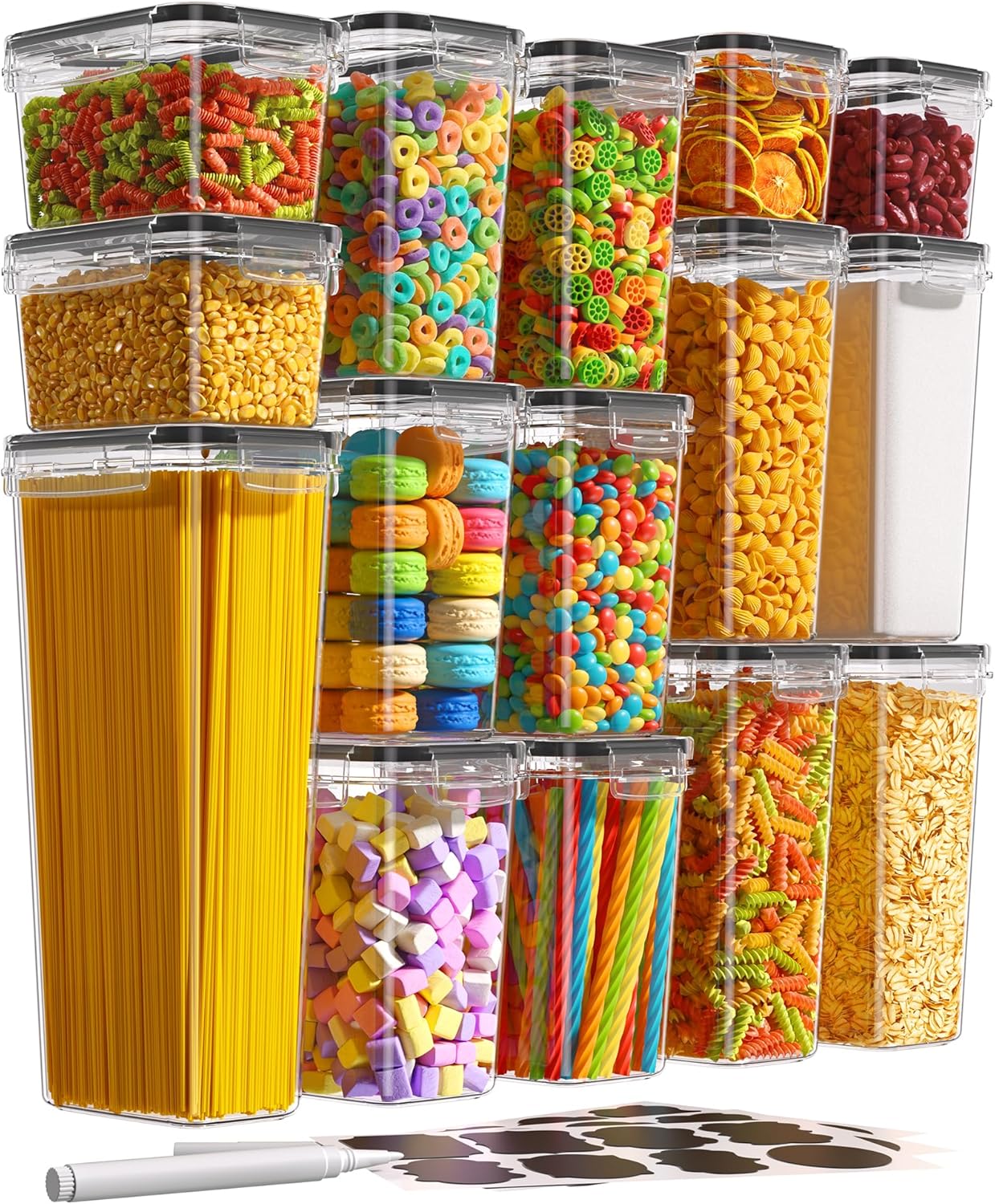 15 Pack Airtight Food Storage Containers with Lids, Kitchen Pantry Organizers an...