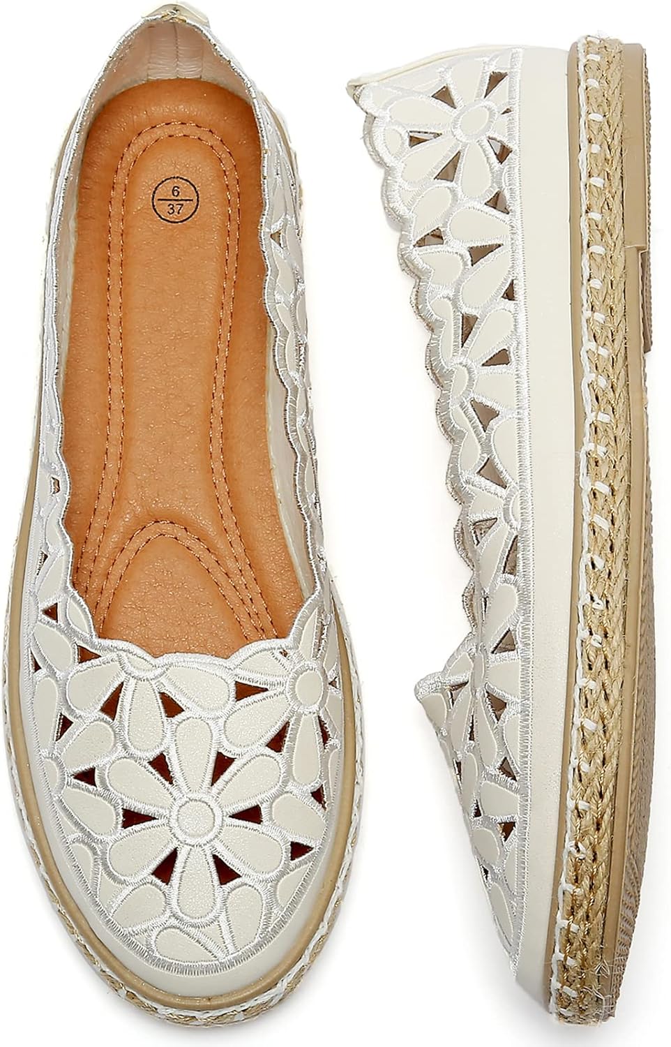 HEAWISH Women’s Ballet Flat Daisy Round Toe Dress Shoes Casual Slip On Rope Loaf...