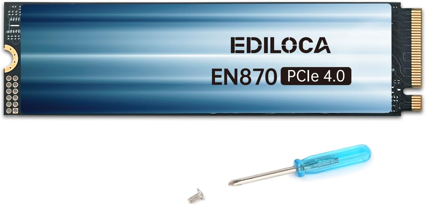 Ediloca EN870 SSD 1TB PCIe Gen4, NVMe M.2 2280, Up to 7450MB/s, Dynamic SLC Cach...