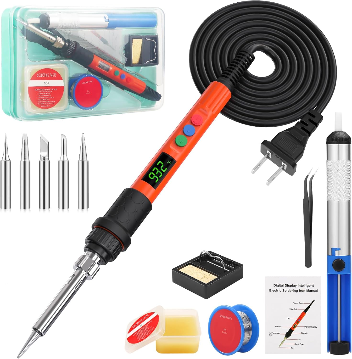 Soldering Iron Kit, 120W LED Digital Advanced Solder Iron Soldering Gun kit, 110...