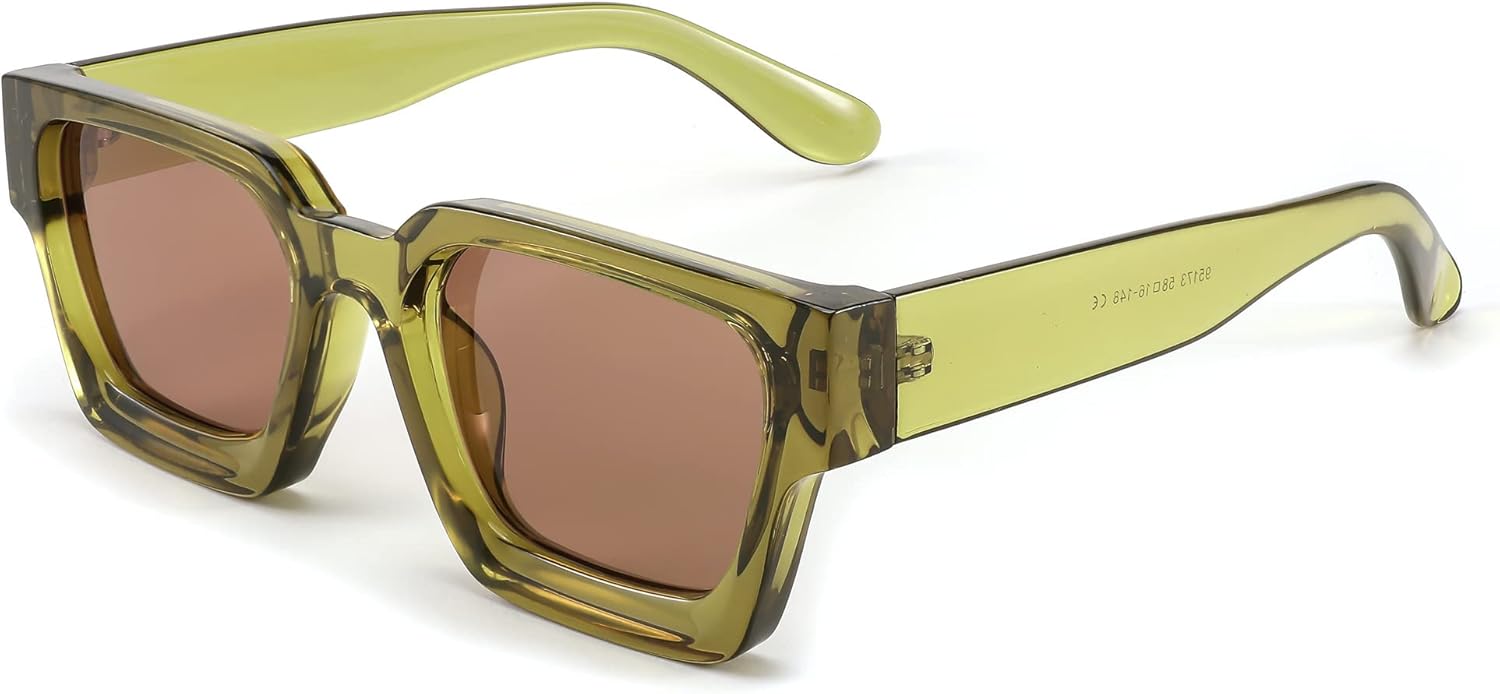 FEISEDY Retro 90s Square Sunglasses for Women Men Trendy Chunky Rectangle Sungla...