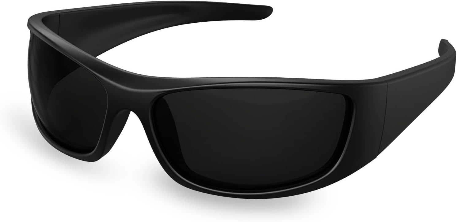 Bloomoak Super Dark Lens Black Polarized Sunglasses | Wrap Around Sport Sunglass...