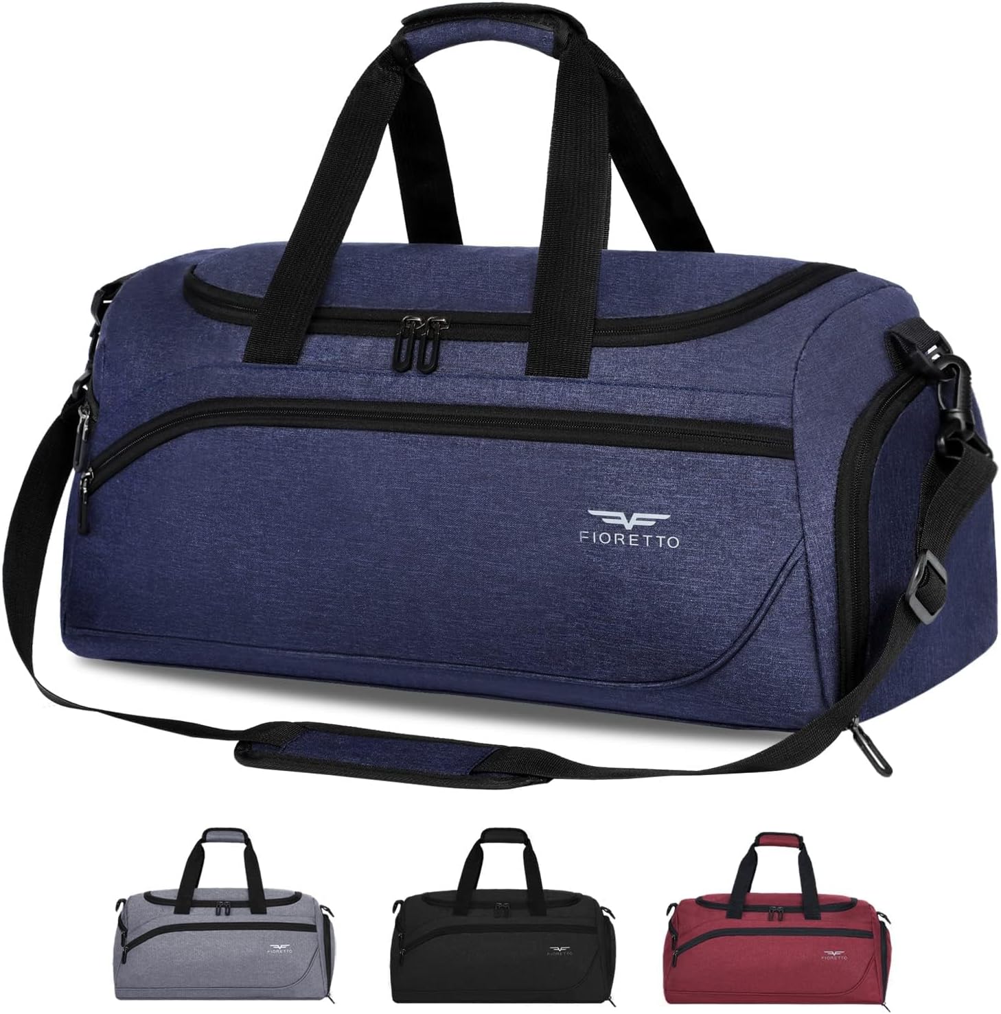 FIORETTO Mens Sports Gym Bag with Wet Pocket & Shoe Compartment,Travel Duffle Ba...