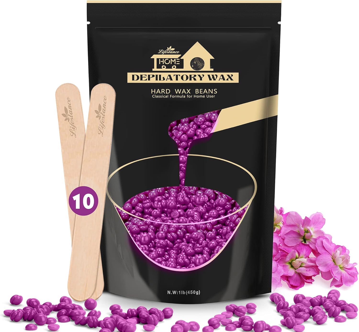 Lifestance Violet 450g Wax Beads, Coarse Hair Removal Formula, Hard Wax Beads fo...