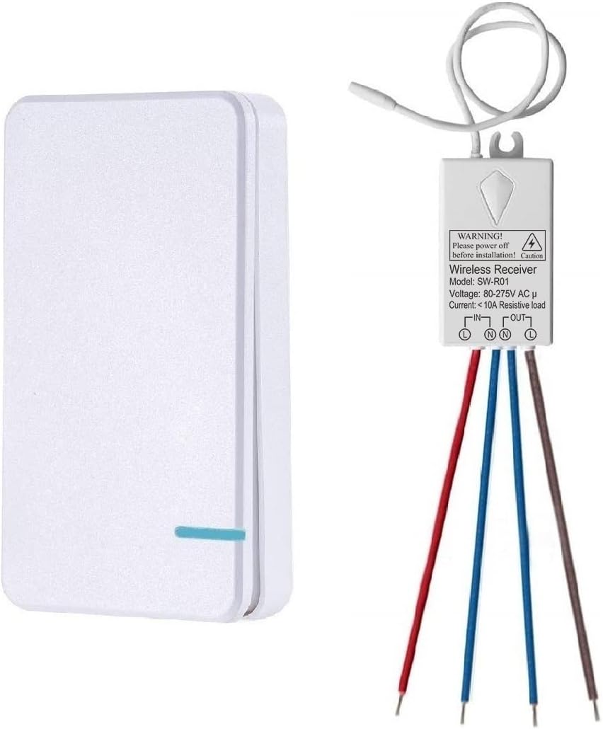 Thinkbee Wireless Switch, 80~275V Remote Light Switch Kit, Quick Create or Reloc...