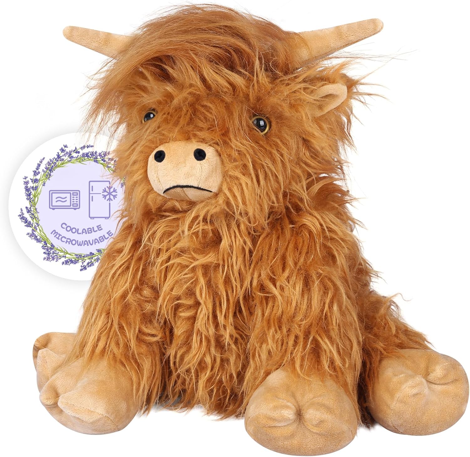 Heatable & Coolable Highland Cow Stuffed Animals Plushie, Microwavable Heating P...