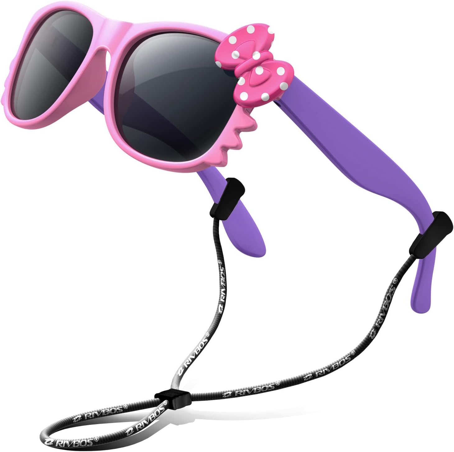 RIVBOS Kids Sunglasses for Girls Boys with Strap Polarized UV Protection Flexibl...