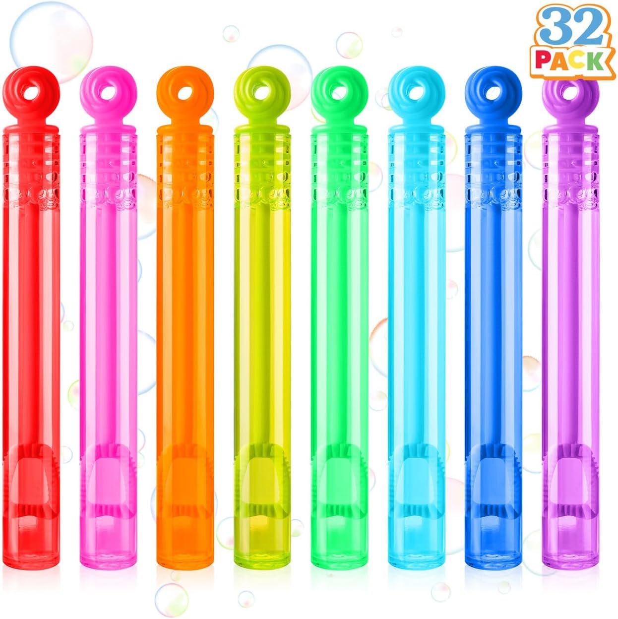 JOYIN 32 Pack Mini Bubble Wands, 8 Colors Circle Party Favors for Kids, Goodie B...