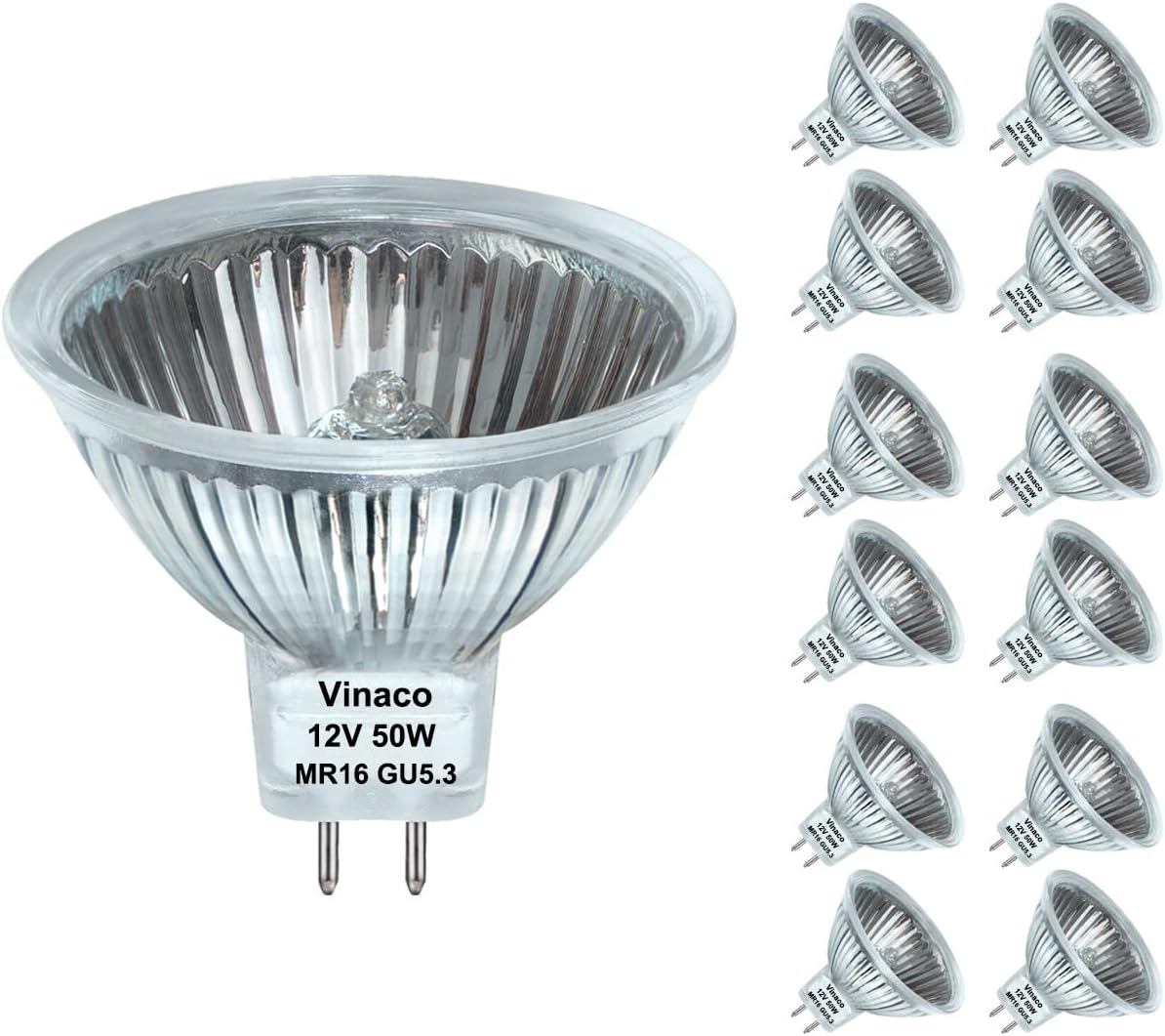 Vinaco MR16 Halogen Bulb 50W 12V, 10p Pack MR16 Bulb Dimmable, Long Lasting MR16...