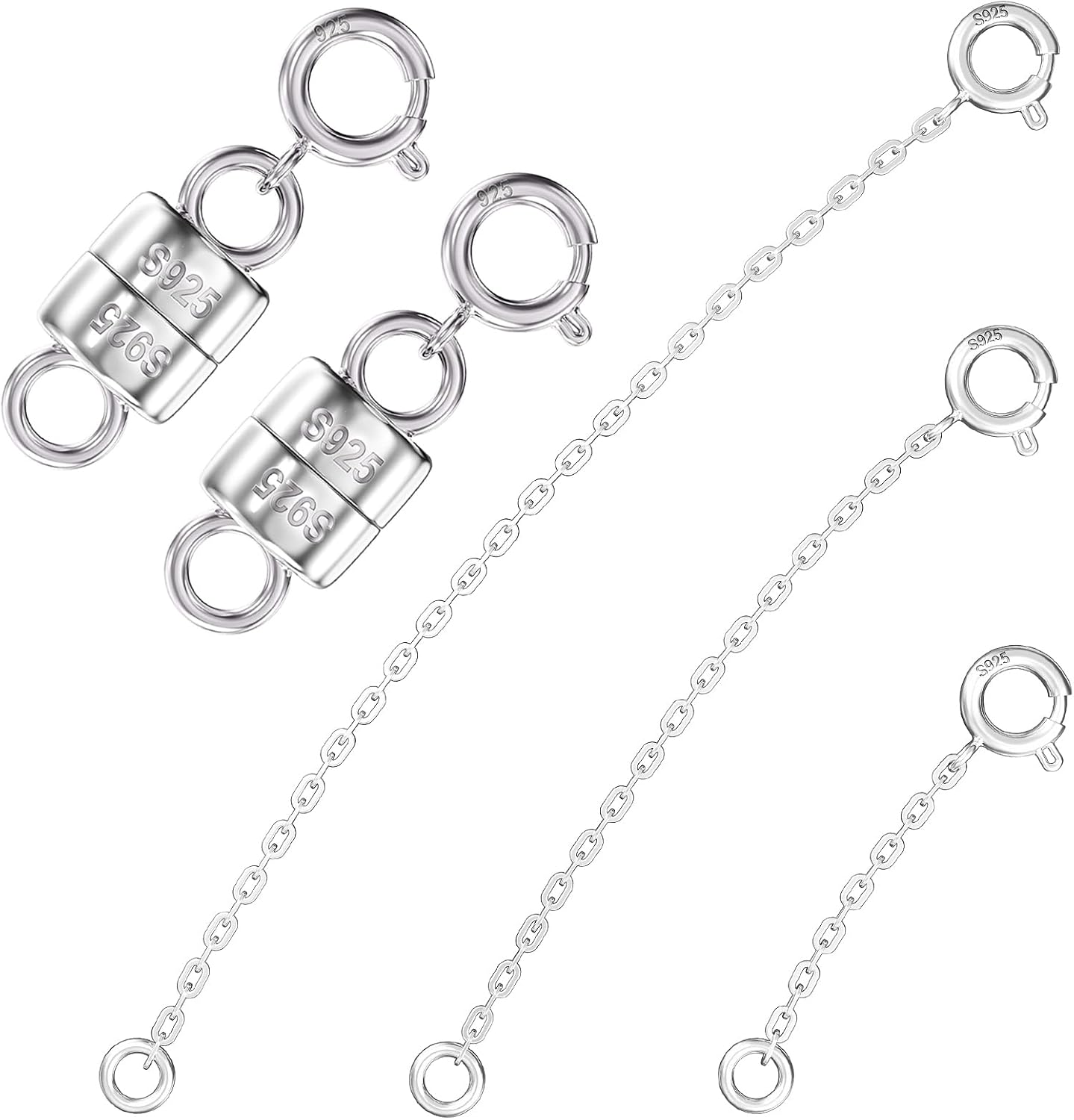 925 Sterling Silver Necklace Extender and Magnetic Clasps for Necklaces,Bracelet...