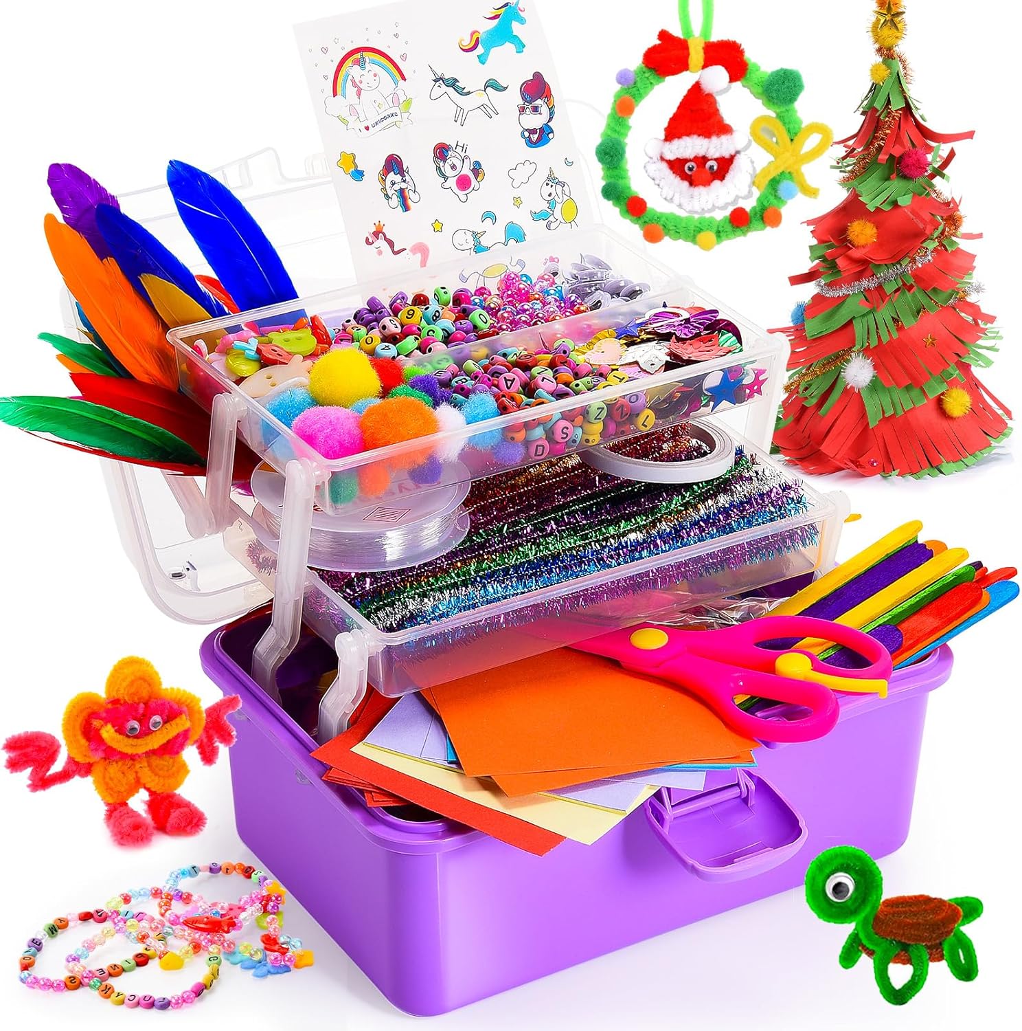Arts and Crafts for Kids, 1127+PCS Craft Kits for Kids 3-9 Year Old Girl Gifts C...
