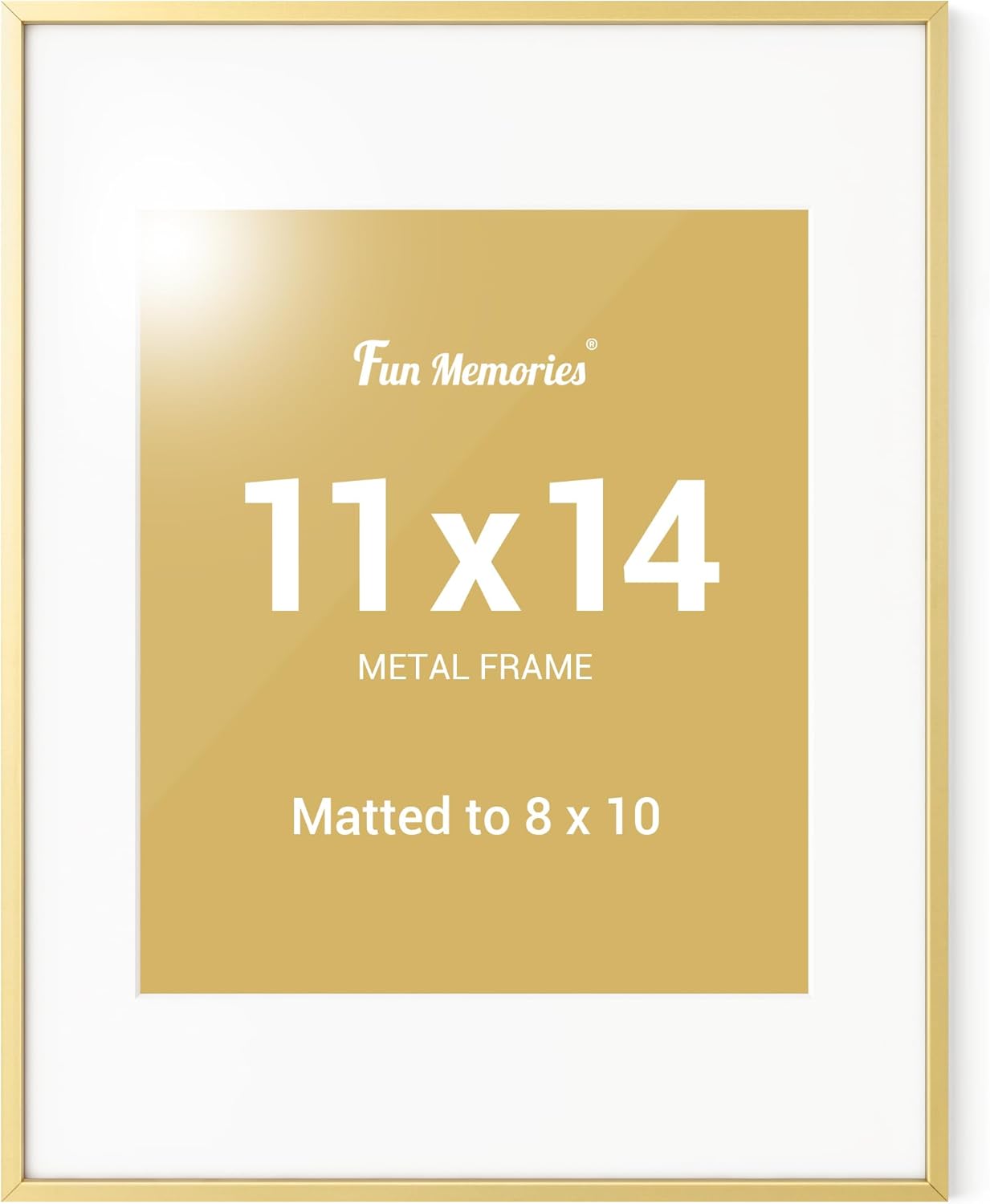 Fun Memories 11x14 Picture Frame Gold, Aluminum 11 x 14 Poster Frames with 8x10...