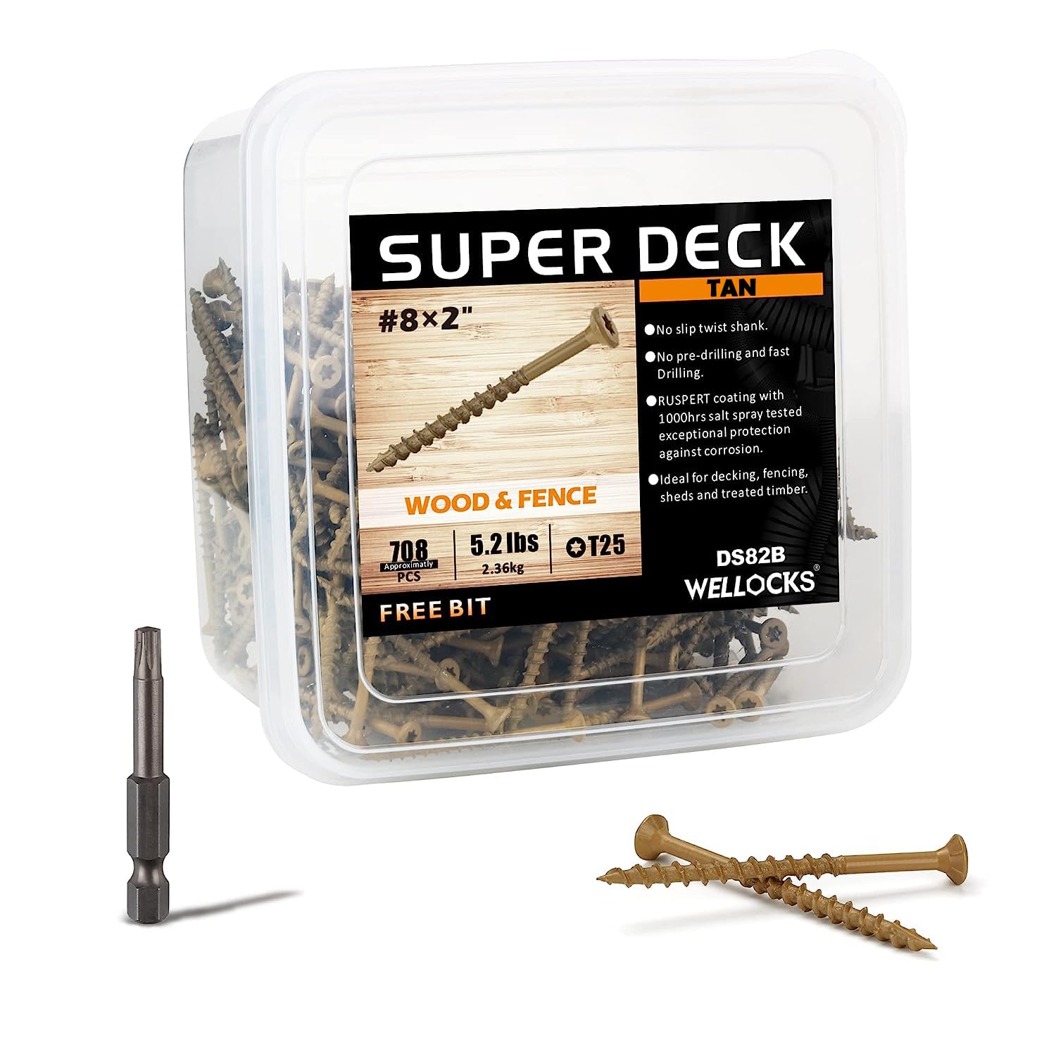 WELLOCKS Deck Screws 2", Wood Screws #8×2", Tan 676 PCS, Superior Rust Resistant...