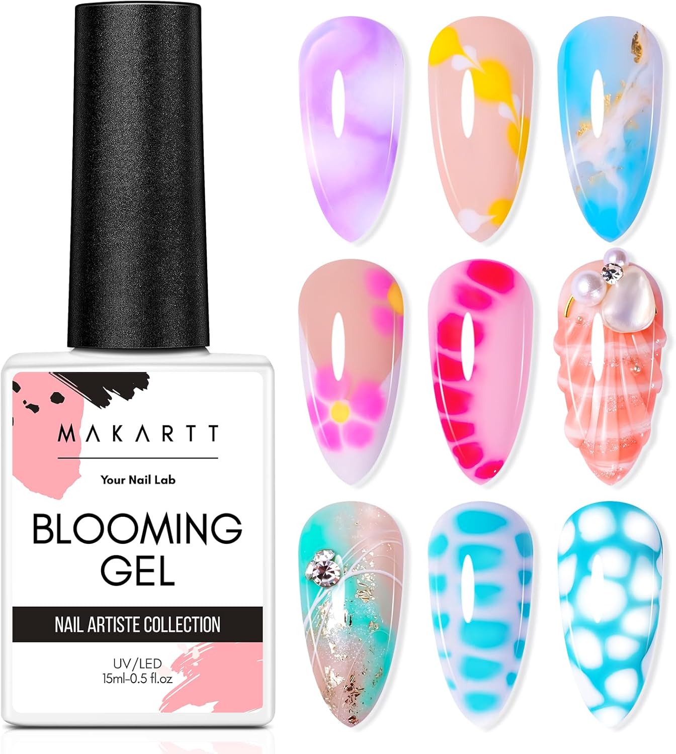 Makartt 15ml Clear Blooming Gel Nail Polish - Soak Off UV LED Blossom Gel Nail P...