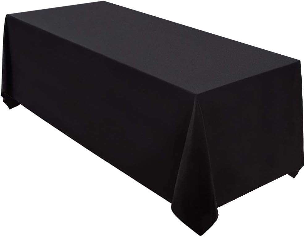 Surmente Black Tablecloth 90 x 132-inch Rectangular Polyester Table Cloth for We...