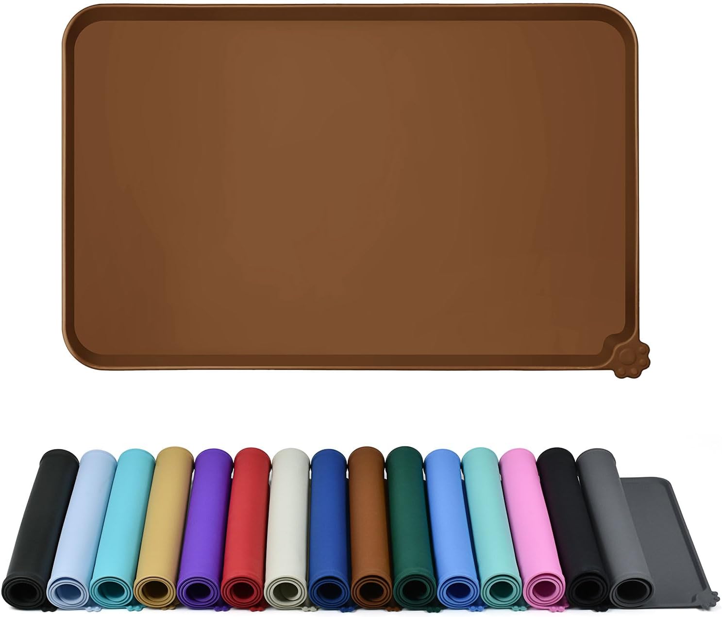 Reopet Silicone Pet Feeding Mat, Waterproof Dog Cat Food Mat with Raised Edges,...