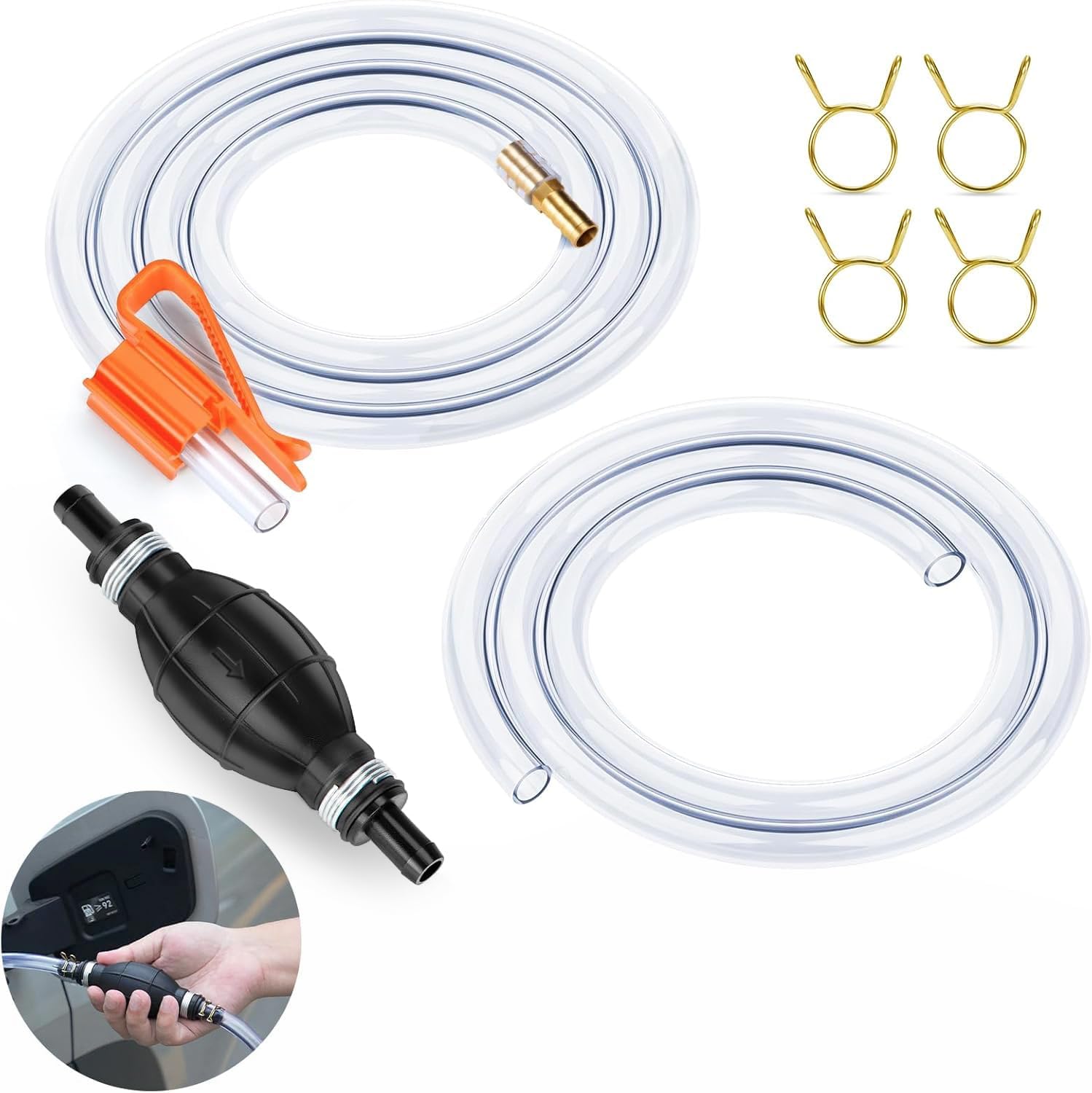Gasoline Siphon Hose Pump， High-Flow Portable Hand Fuel Transfer Pump，Gas Siph...