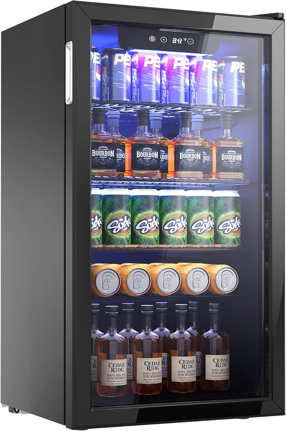 Beverage Refrigerator Cooler - 126 Can Mini Fridge with Glass Door for Soda Beer...