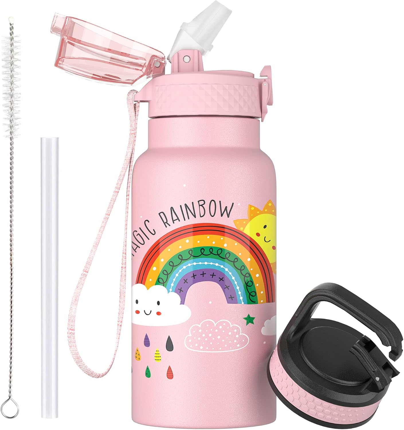OLDLEY 500ml/17oz Kids Stainless Steel Insulated Water Bottle with Straw Double...