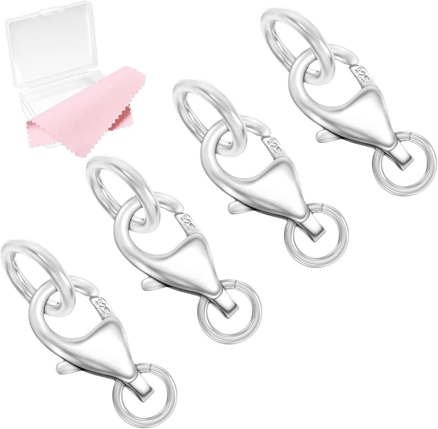 925 Sterling Silver Lobster Claw Clasps with 2 Closed Jump Rings,Lobster Clasp S...
