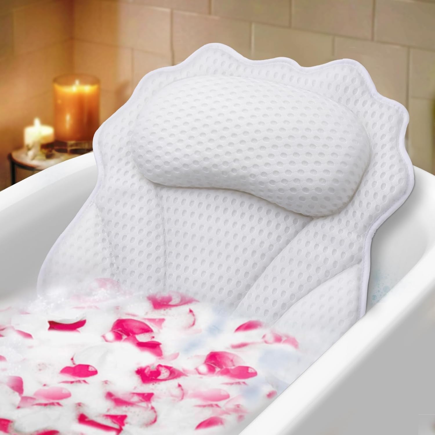 Bath Pillow RUVINCE Ergonomic Luxury bathtub pillow with head,Neck, Shoulder and...