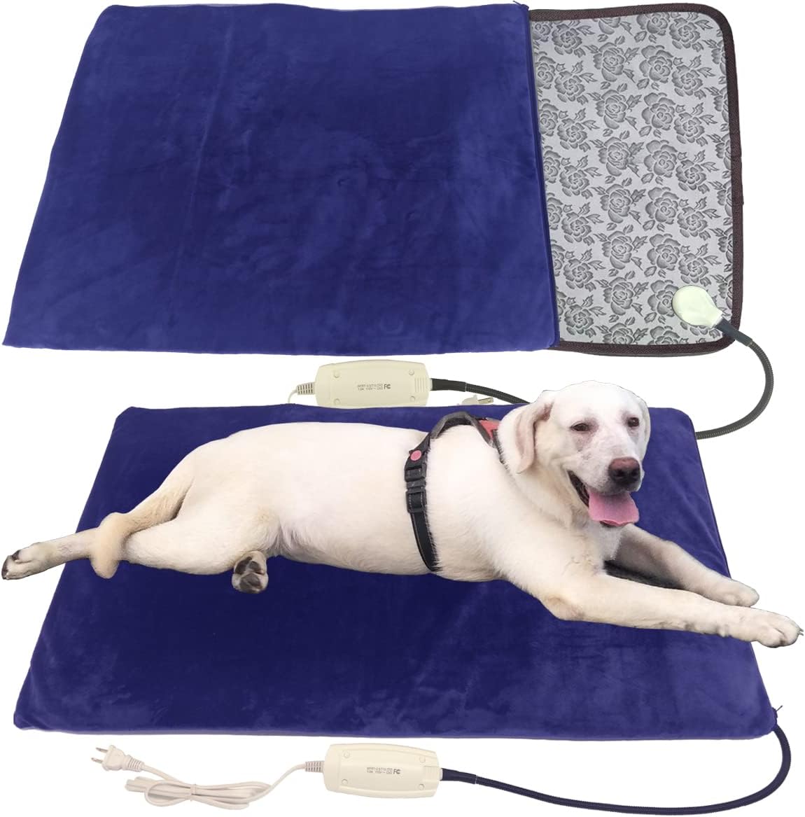 Pet Heating pad Large Dog cat Heated Bed mat 34" x 21" Dog Heating pad with Soft...