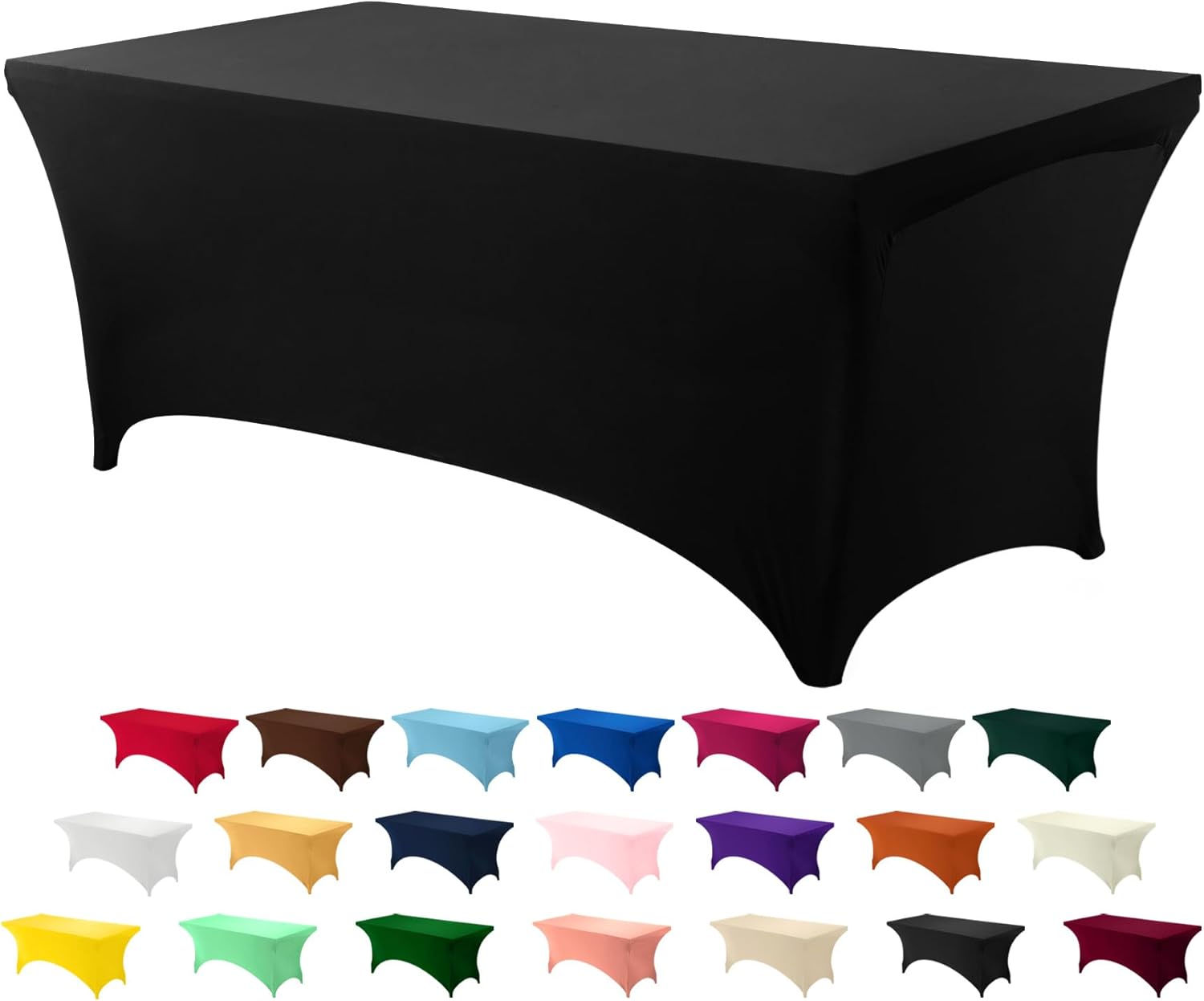 Utopia Kitchen Spandex Tablecloth 1 Pack [6FT, Black] Tight, Fitted, Washable an...