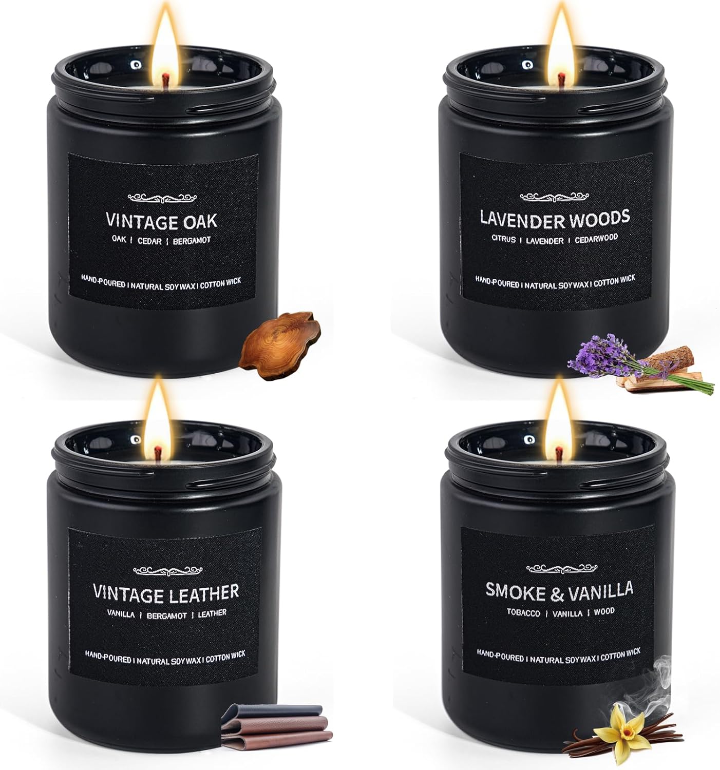 Scented Candles for Men, Scented Candles Set Soy Candles for Home Him,4 Pack Men...