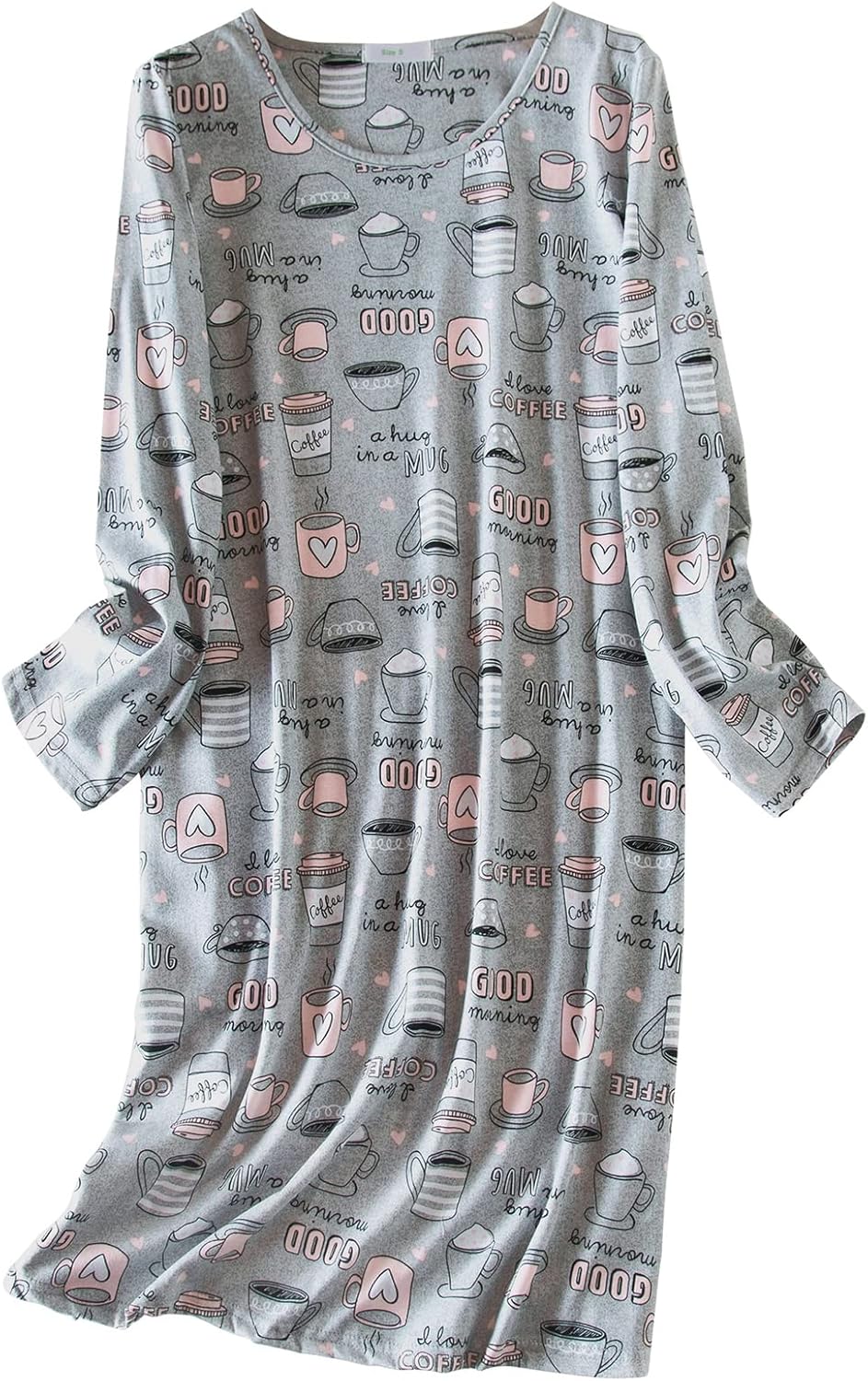 American Trends Womens Long Sleeve Nightgowns Sleep Shirts Night Shirts Night Go...