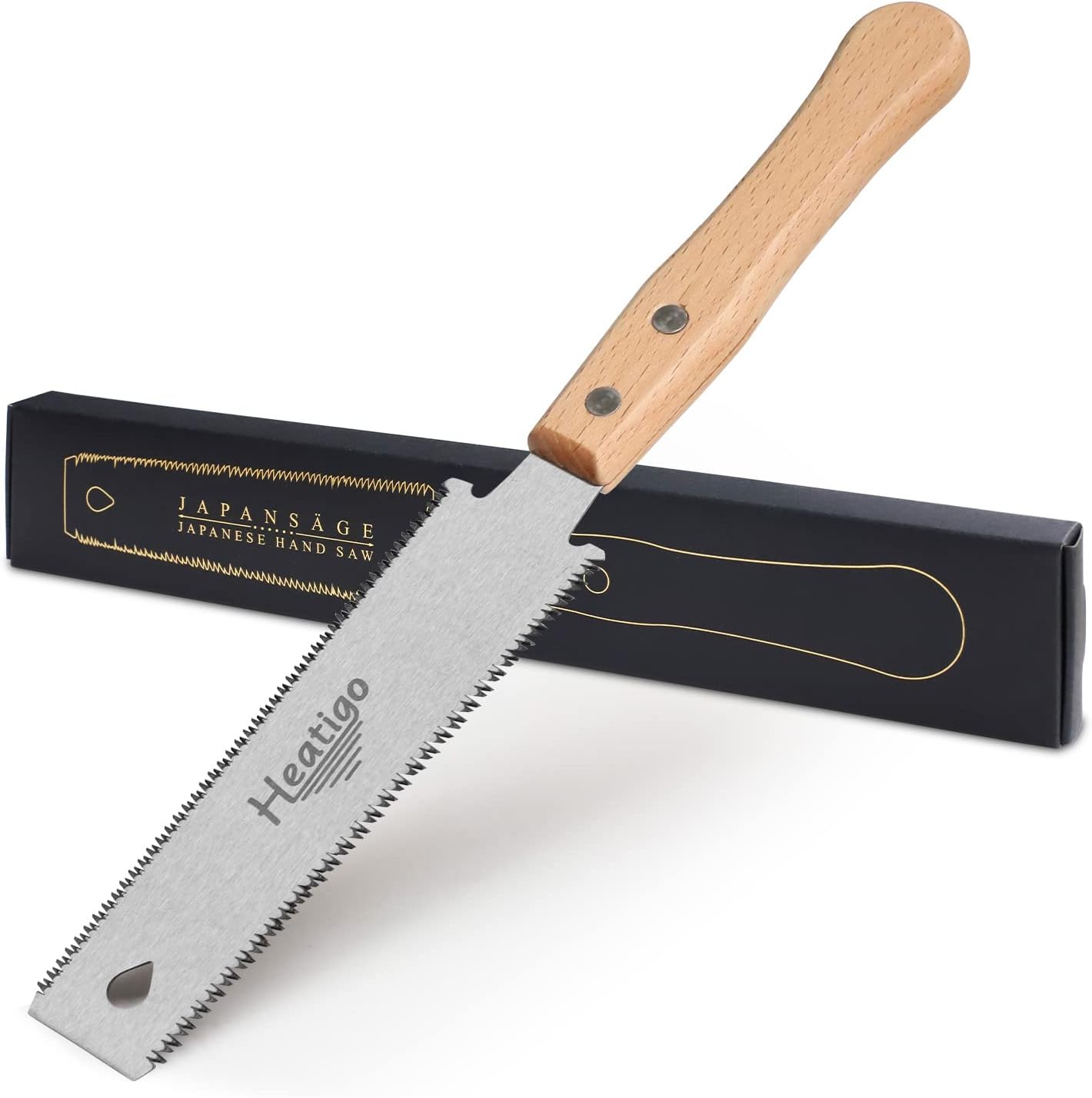Small Japanese Hand Saw for Fine Cutting Wood, Heatigo Double Edged 11/17 TPI Fl...