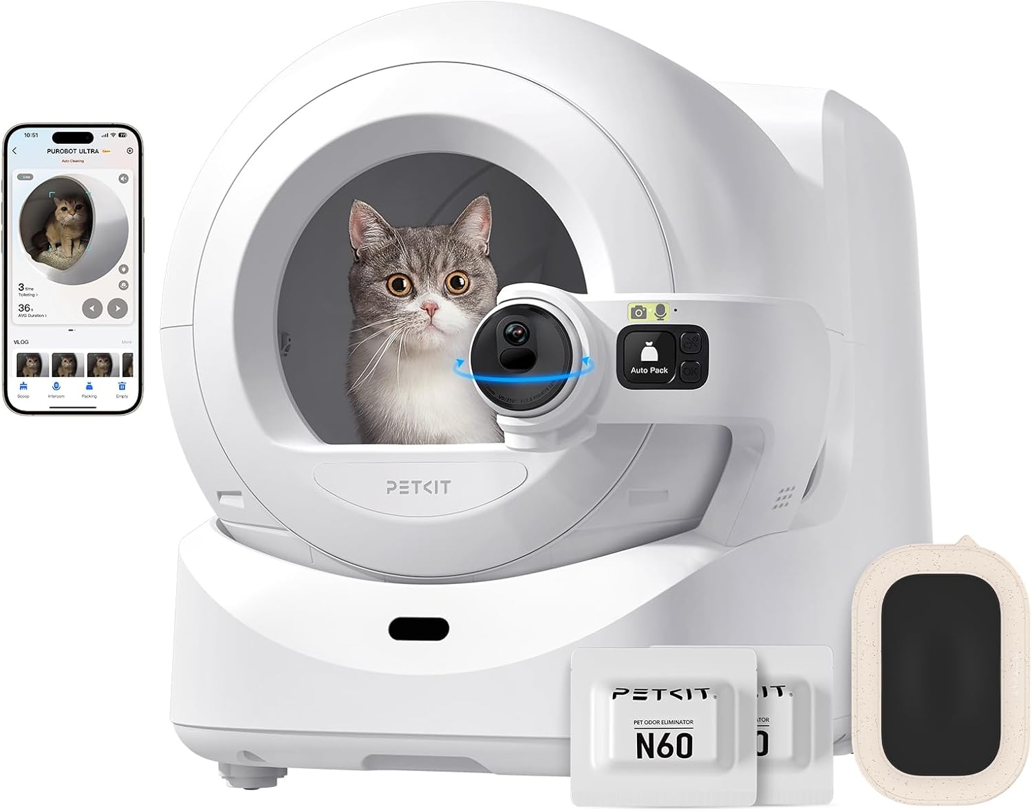 PETKIT 2025 New Purobot Ultra Automatic Waste Packing Self-Cleaning Cat Litter B...