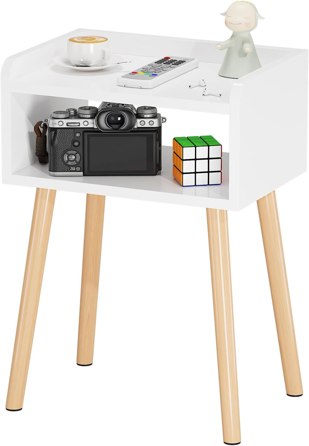 LUCKNOCK Night Stand, Modern Bedside Tables, Mid Century Nightstands with Open S...