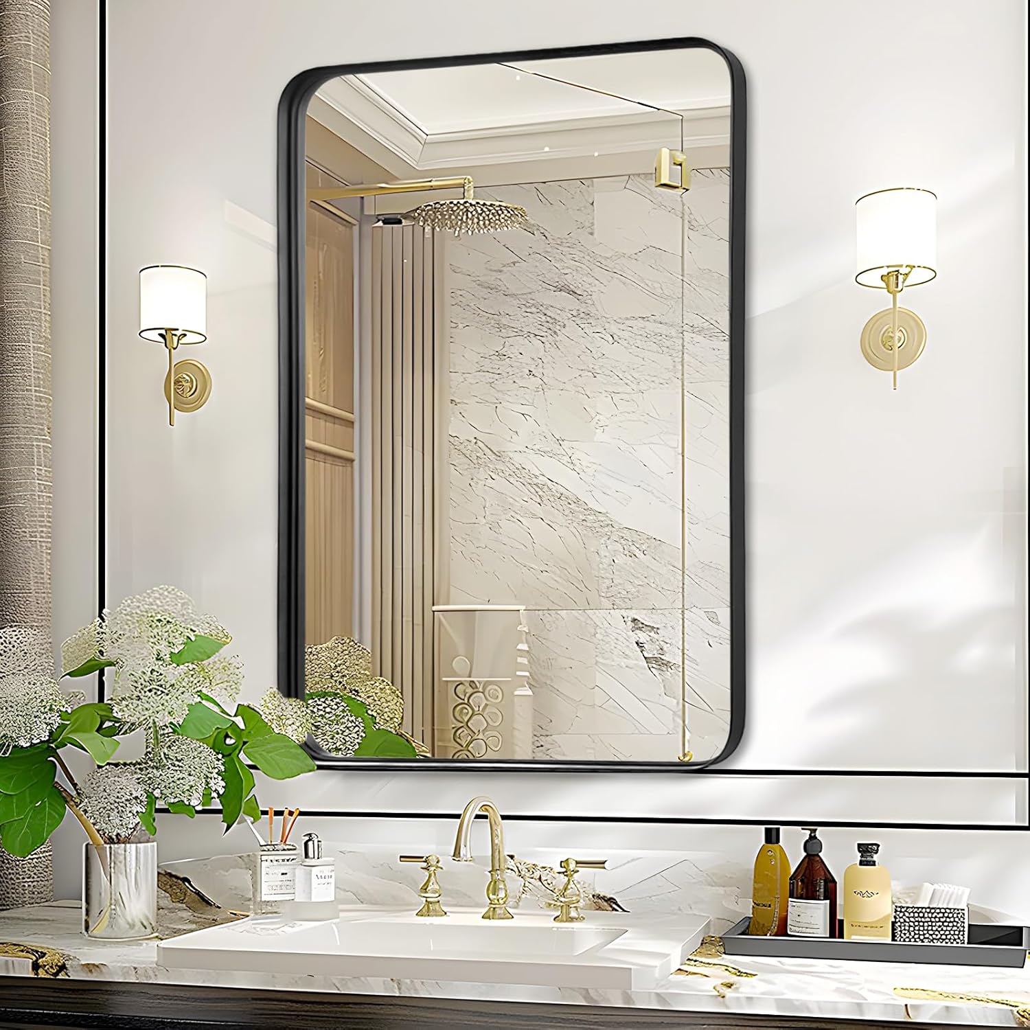 Fabuday Bathroom Mirror for Over Sink - 24x32 Inch Rectangle Black Framed Mirror...