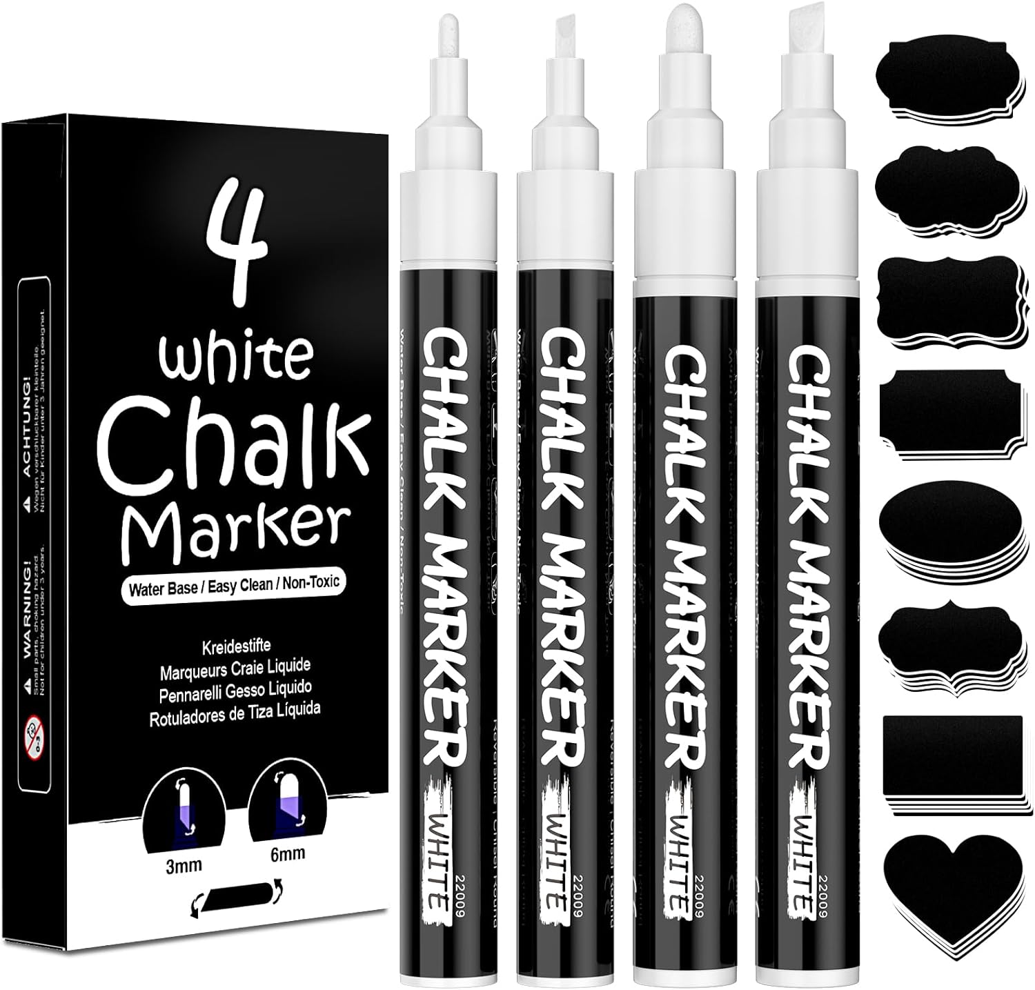 AOSUCO White Chalk Pens, Washable Liquid Chalk Pens for Blackboards, Window, Gla...
