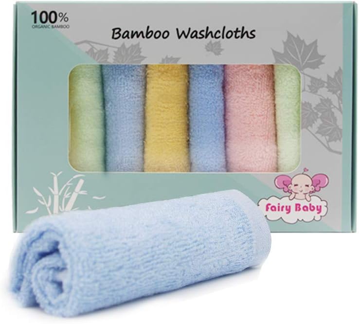Baby Washcloths 100% Organic Bamboo Bath Washcloth Reusable Face Towels Anti-Bac...