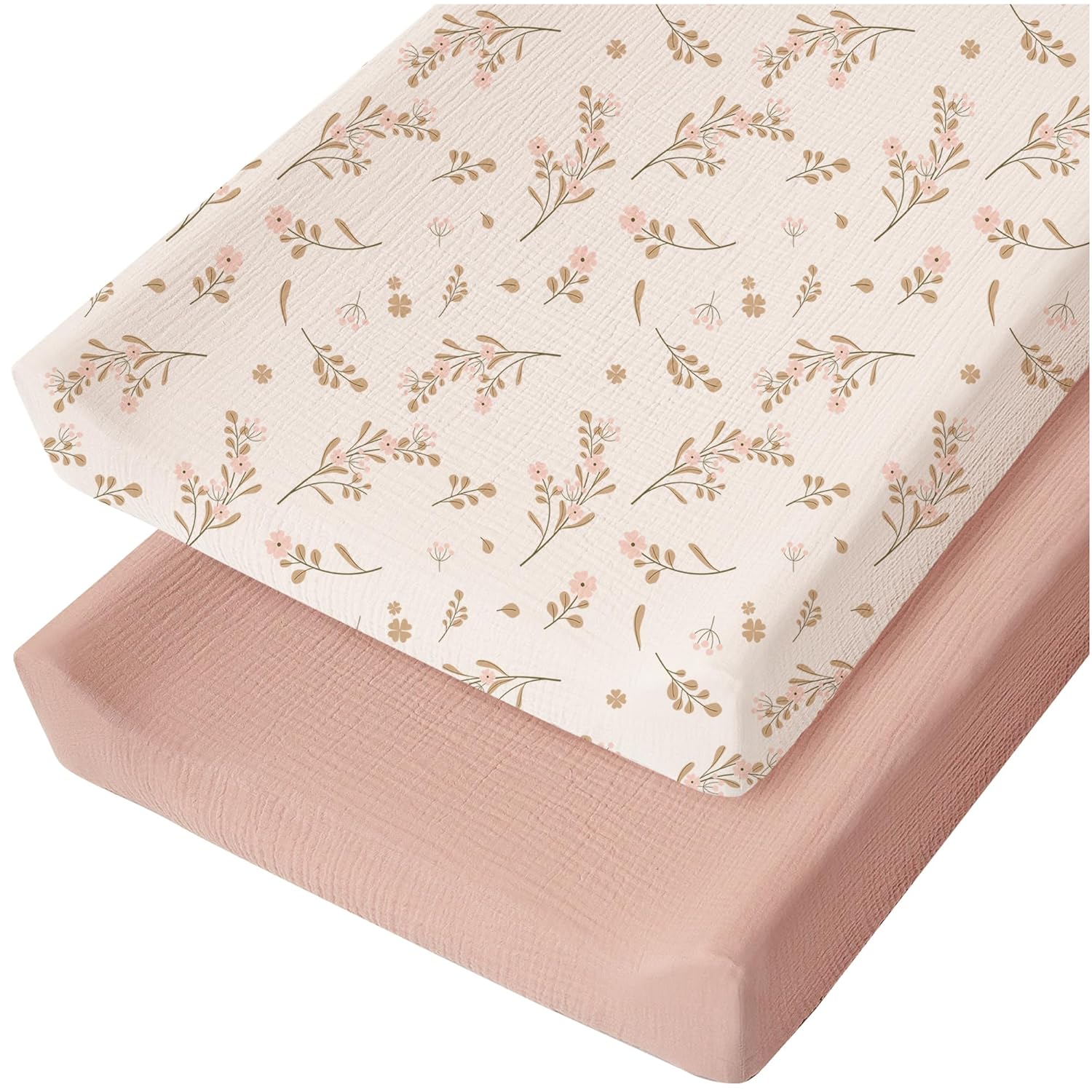 Konssy Muslin Changing Pad Cover for Baby Girls Boys, 100% Cotton Fitted Diaper...