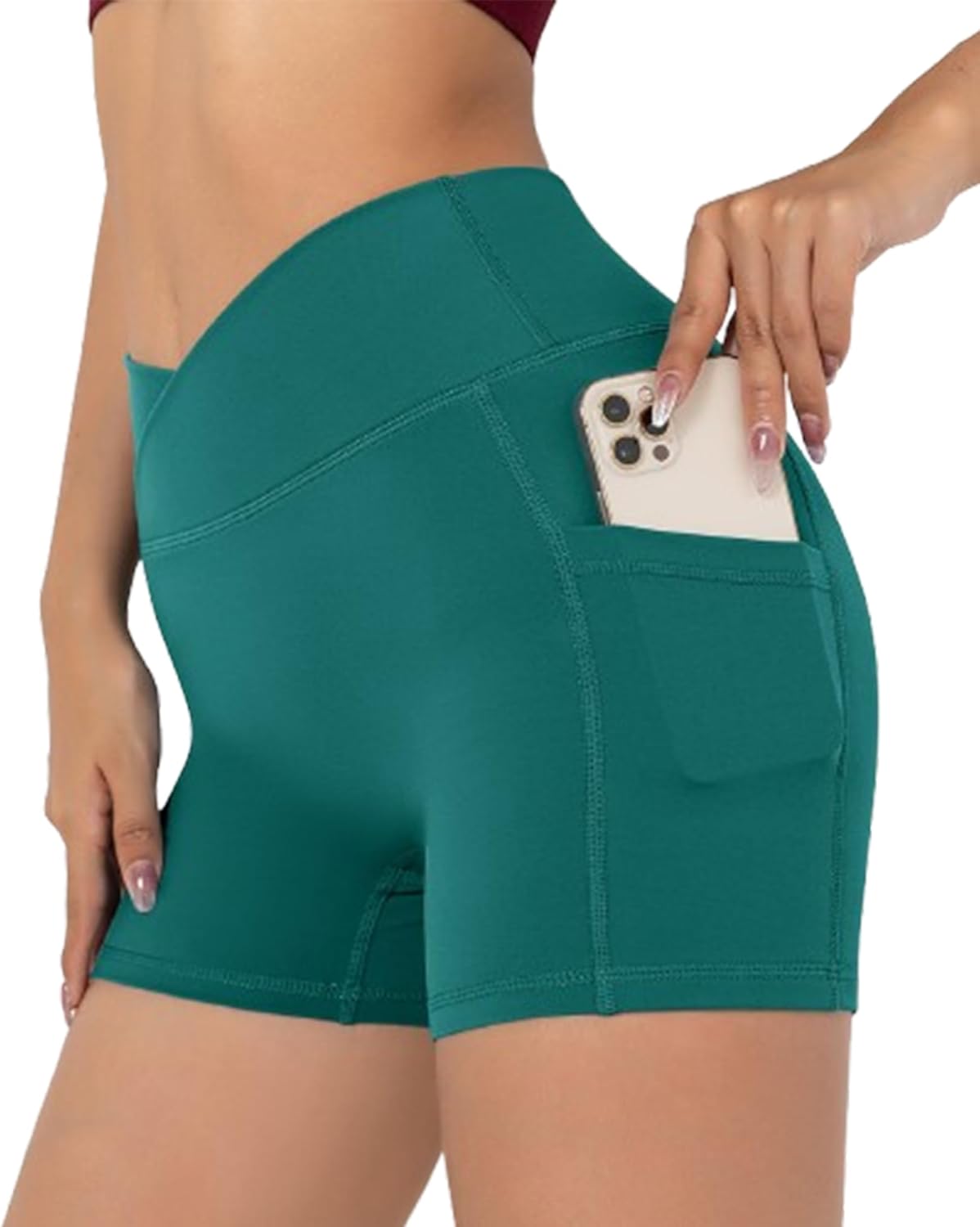 Darkterror Workout Shorts Women Spandex High Crossover Waist Gym Athletic Yoga R...