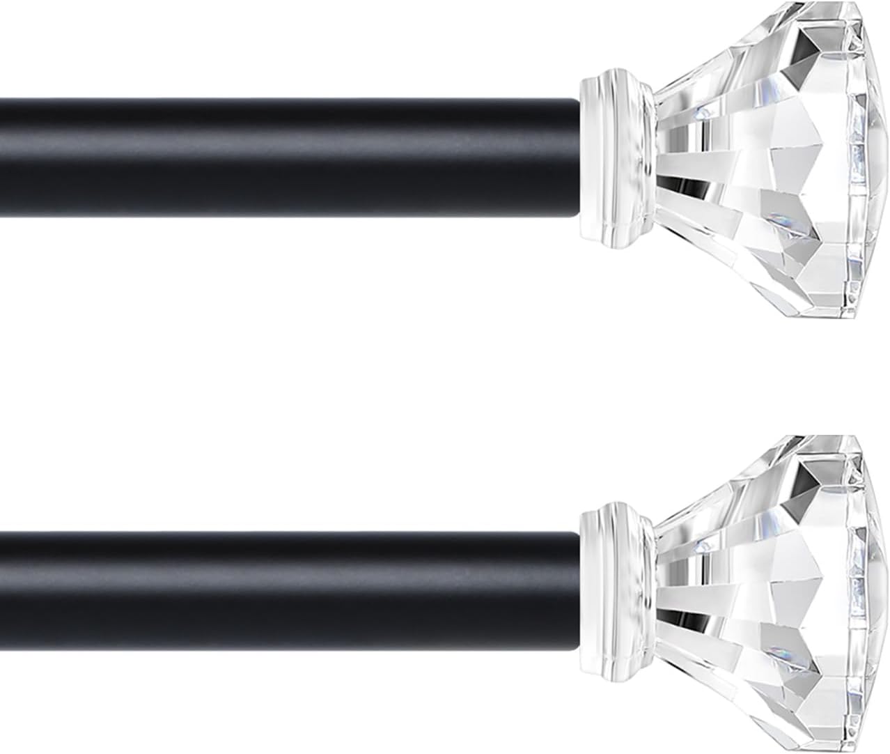 Black Decorative Crystal Curtain Rods 2 Pack:Heavy Duty Adjustable Window Curtai...