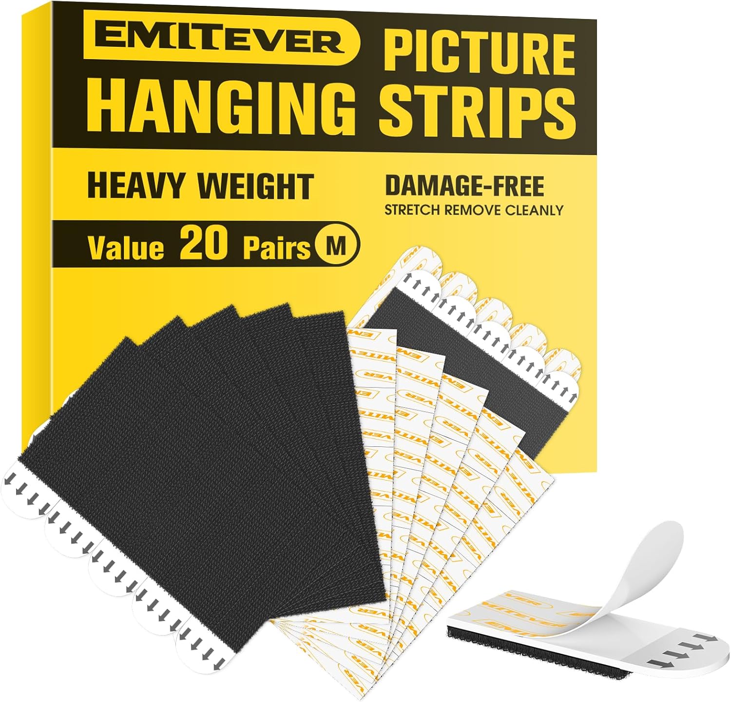 Emitever Picture Hanging Strips Heavy Duty 20 Pairs (40 Strips), No Damage Pictu...